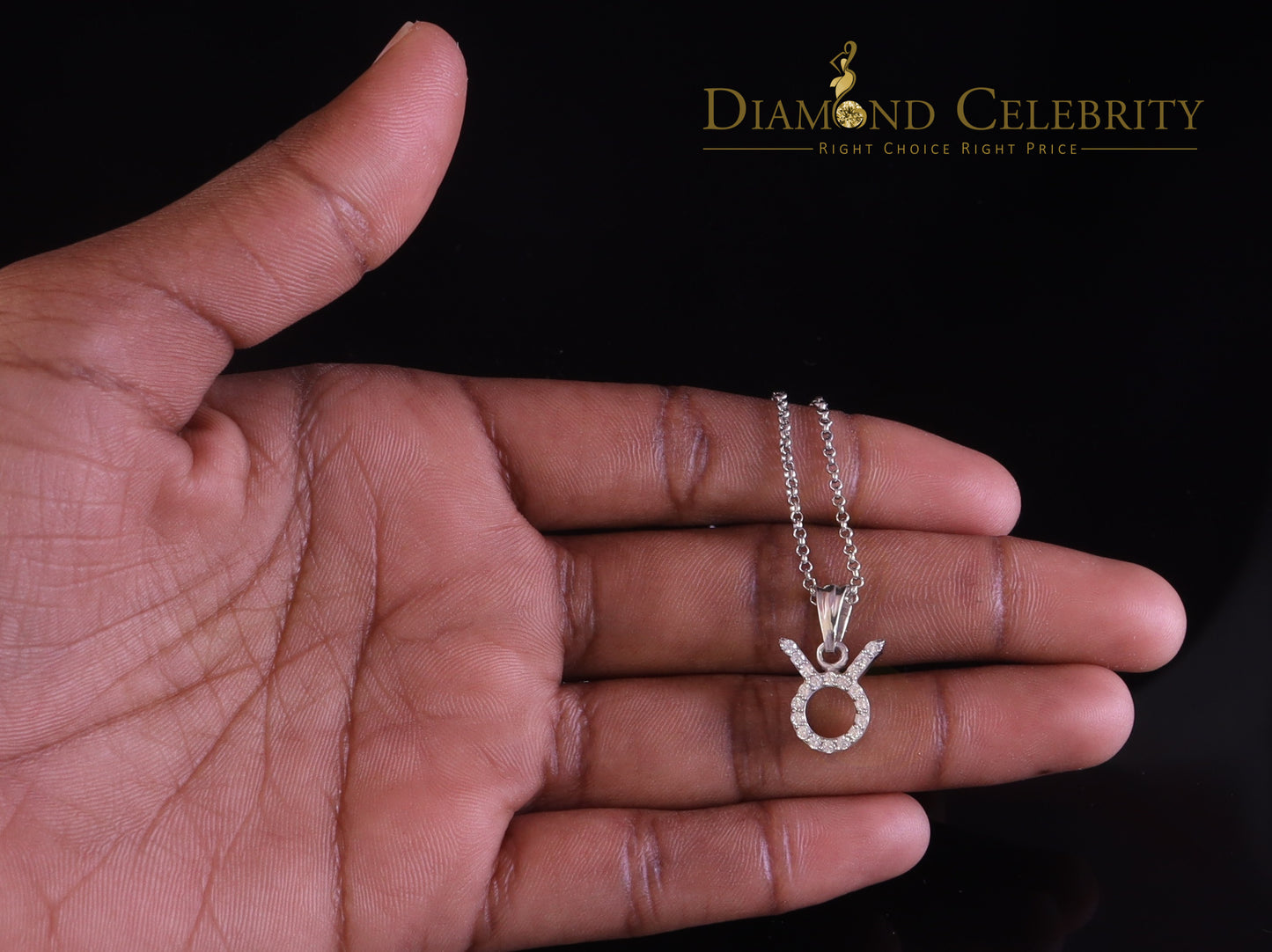 DiamondCelebritees 0.65ct Cubic Zirconia Silver White TAURUS MAY Month Pendant for Men's & Women's