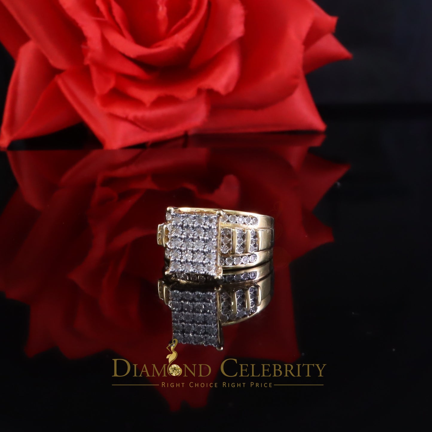 DiamondCelebritees Mirage 0.2ct Diamond Real Cinderella Rectangle 925Silver Yellow Womens Ring Sz 7