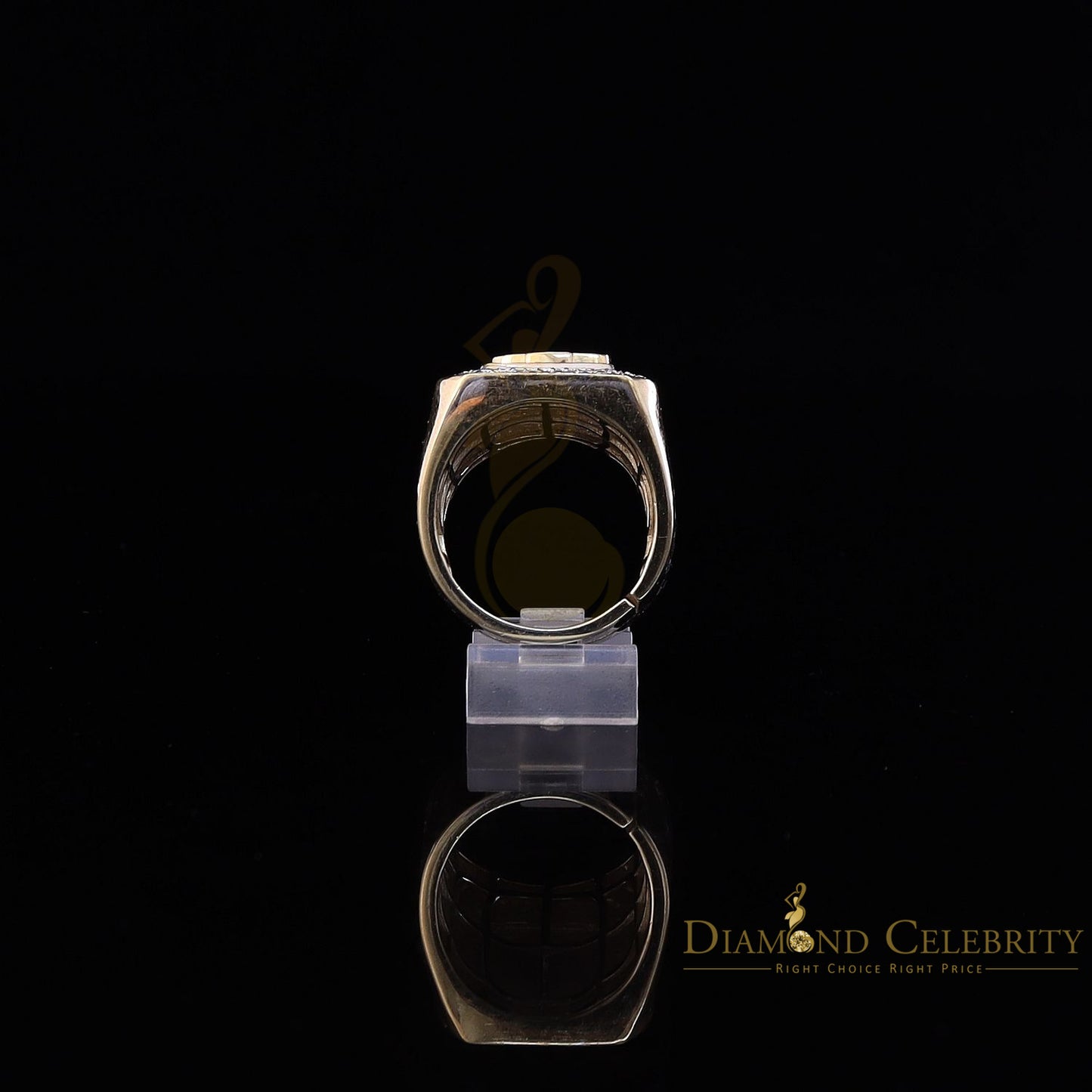 Real 0.33 CT Diamond Men's 925 Silver Yellow Adjustable Ring From Size 10 to 12