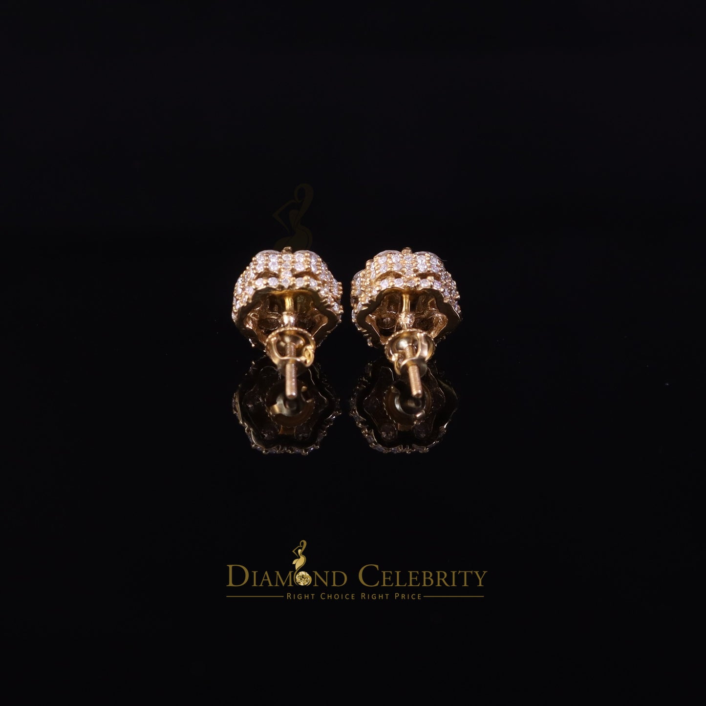 DiamondCelebritees Men's/Women's 925 Silver Yellow 2.00ct VVS 'D' Moissanite Floral Stud Earrings