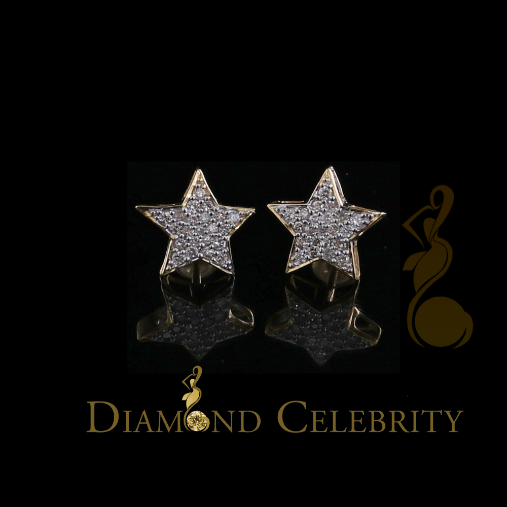 DiamondCelebritees10K Real Yellow Gold Real Diamond 0.50CT Men's/Women's shape Star Stud Earrings