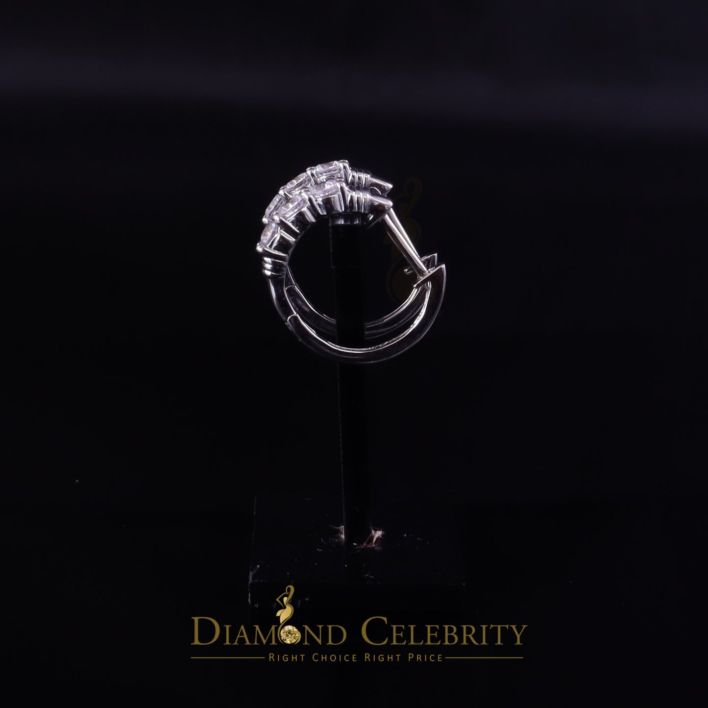 DiamondCelebritees 0.66ct Cubic Zirconia Men'sHip Hop 925 Sterling Silver White Hoop Stud Earrings