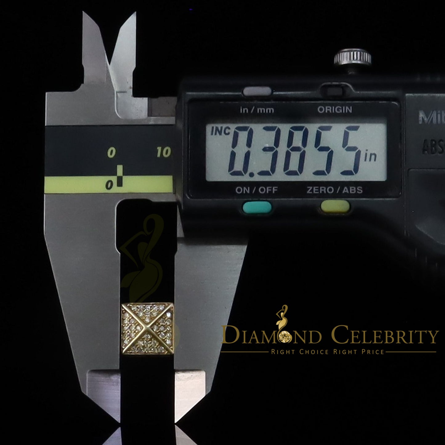 DiamondCelebritees 0.53ct Cubic Zirconia 925 Yellow Silver Women's & Men's Hip Hop Square Earrings