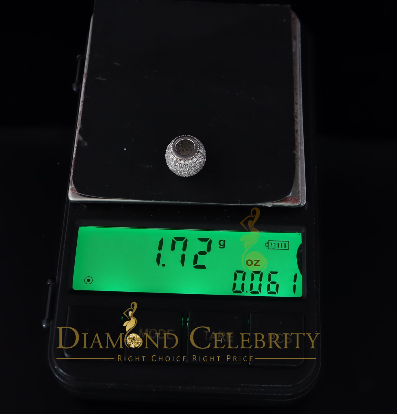 DiamondCelebritees Women's Fancy White Medium 925 Sterling Silver Slide Ball Pendant W/ Cubic Zirconia