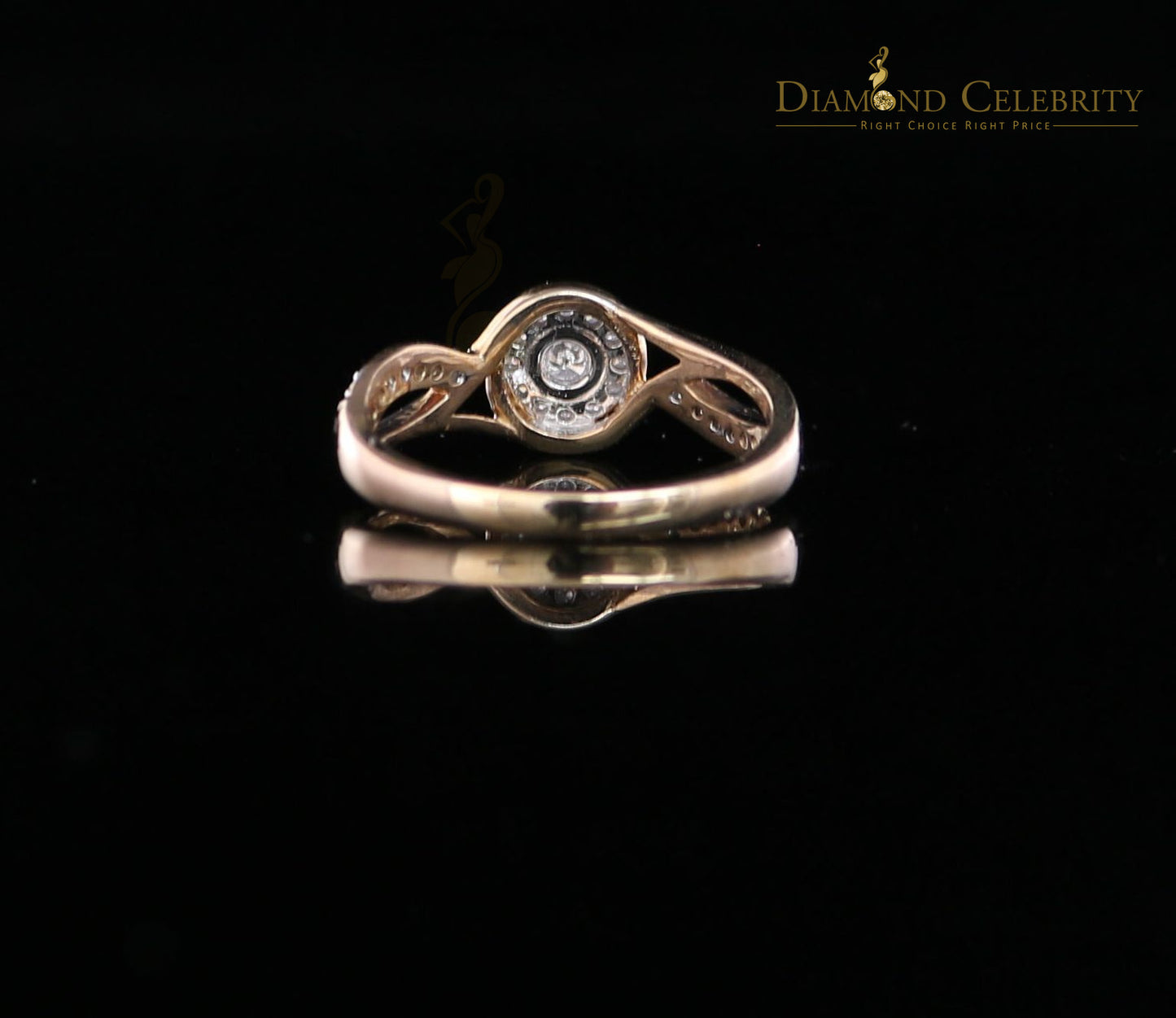 DiamondCelebritees Real 10kt Yellow Gold with 0.25 CT Real Diamond ROUND FLORAL Ring Size 6.5