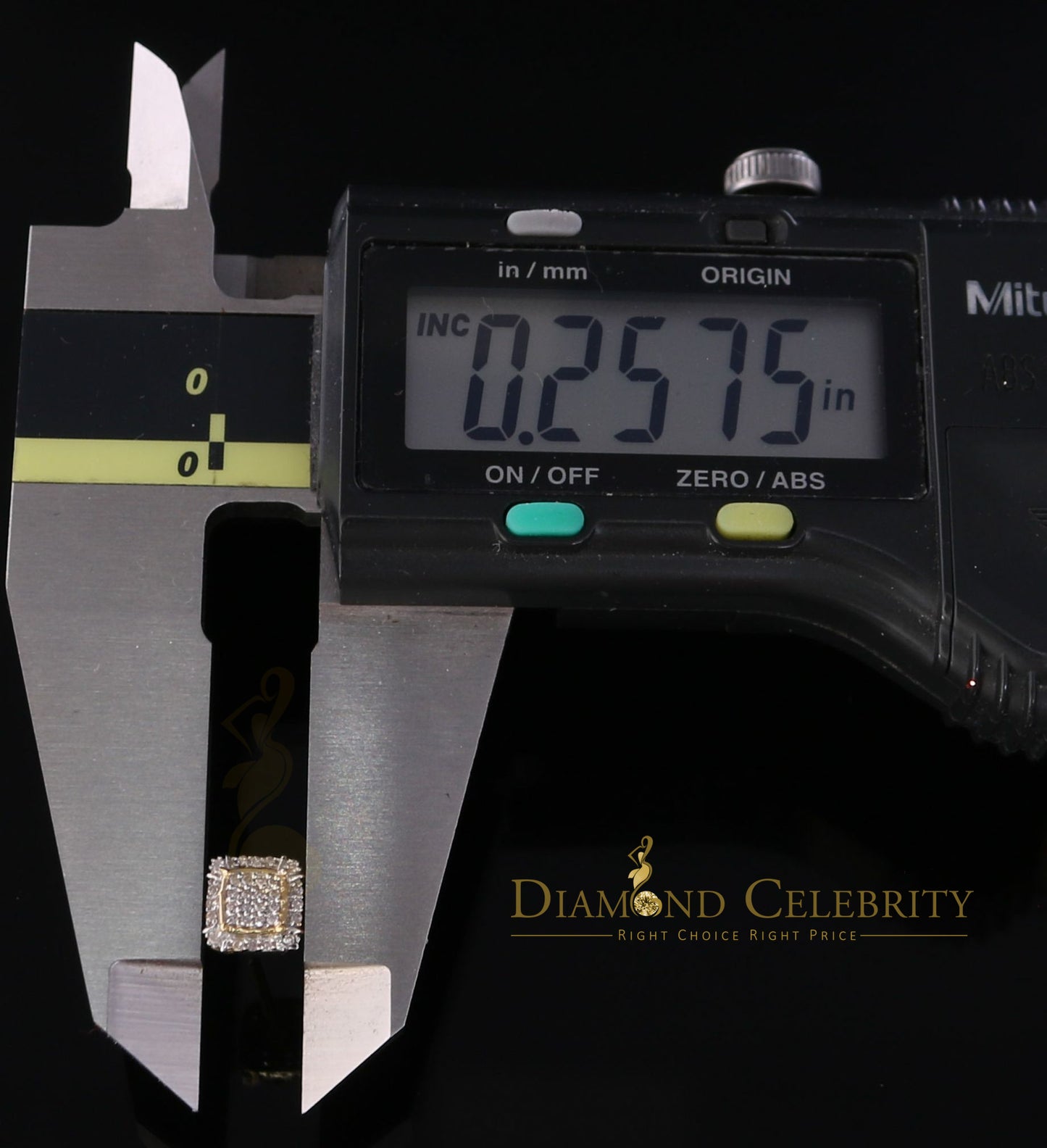 DiamondCelebritees10k Yellow Real Gold Square Stud Earrings with 0.15CT Real Diamonds