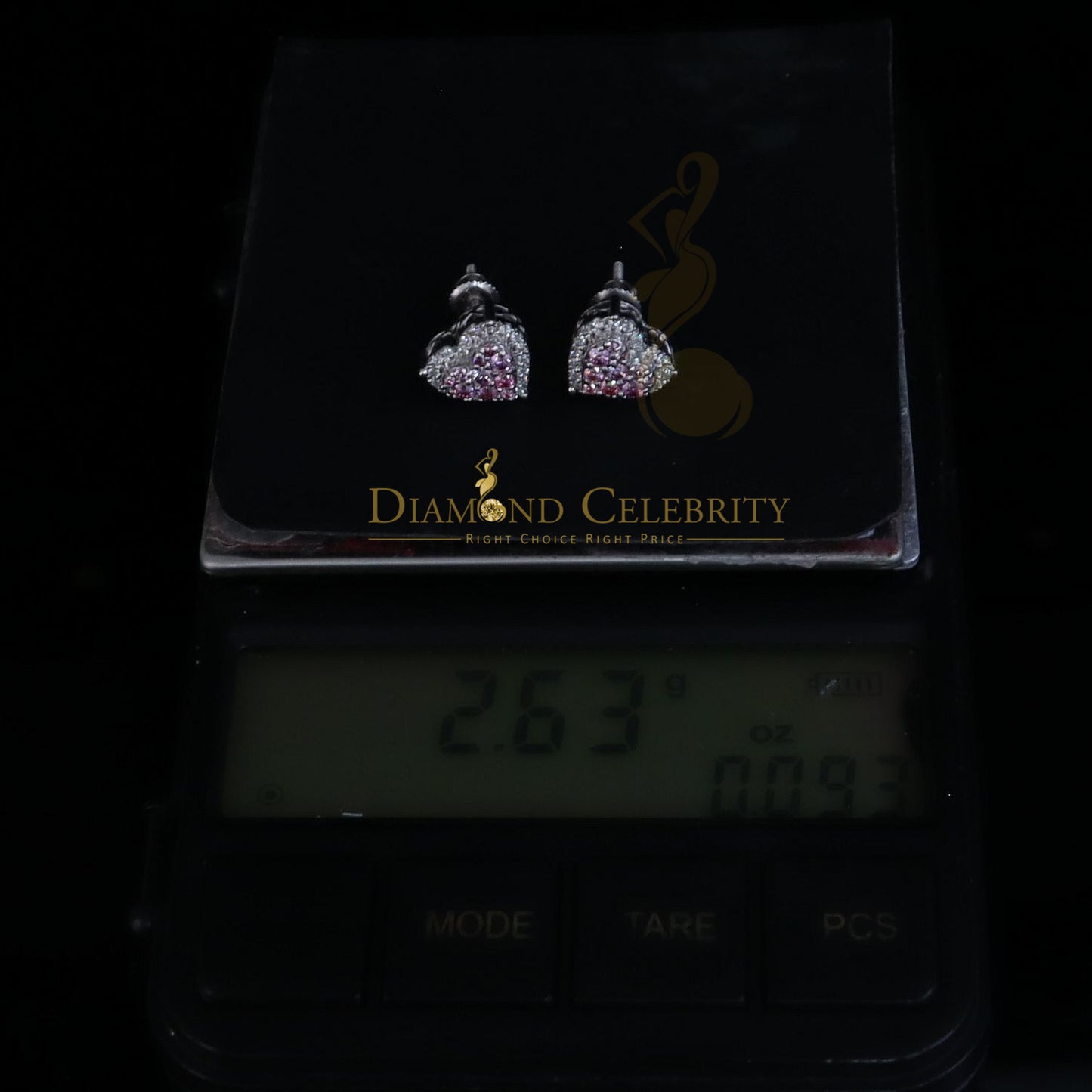 Diamondcelebritees Men's/Women's 925 Silver White 1.00ct VVS 'D' Pink Moissanite 3D Heart Earrings