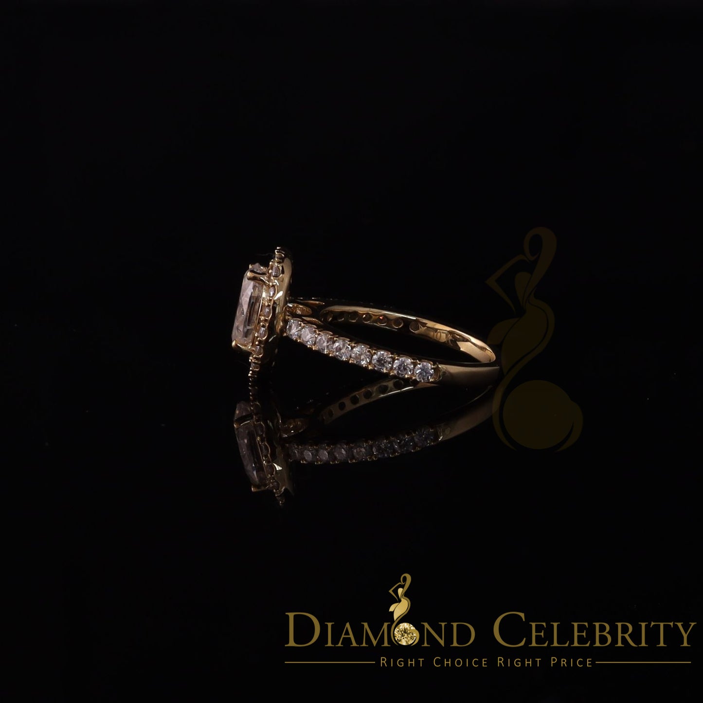 King Of Blings 10K Yellow Gold 3.00CT 'VVS' 'FL' D clr Oval Cut Moissonite Womens Ring S/7