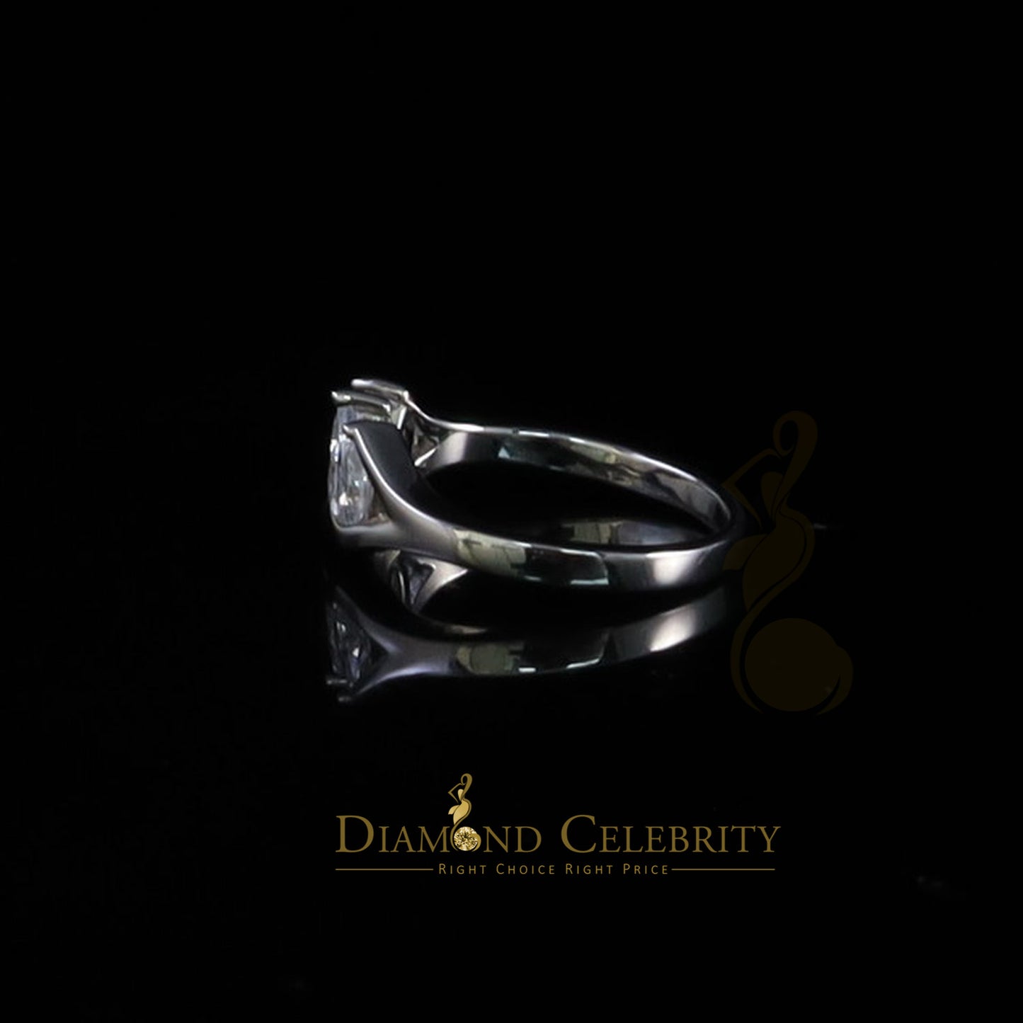 DiamondCelebritees 0.75ct Cubic Zirconia 925 Sterling White Silver Pear Shape Women's Ring Size 7