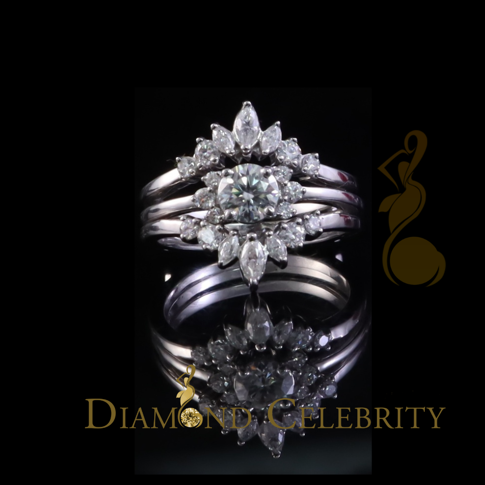DiamondCelebritees Women 925 Silver White 1.25ct VVS D Solitaire Moissanite Bridal Insert Ring SZ 7