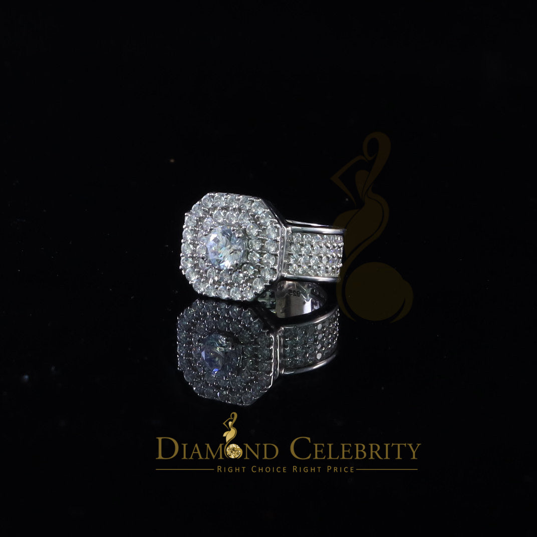 DiamondCelebritees 925 silverJewelry White 8.25 ct Cubic Zirconia Wide Octagon Men Ring Size 7.5