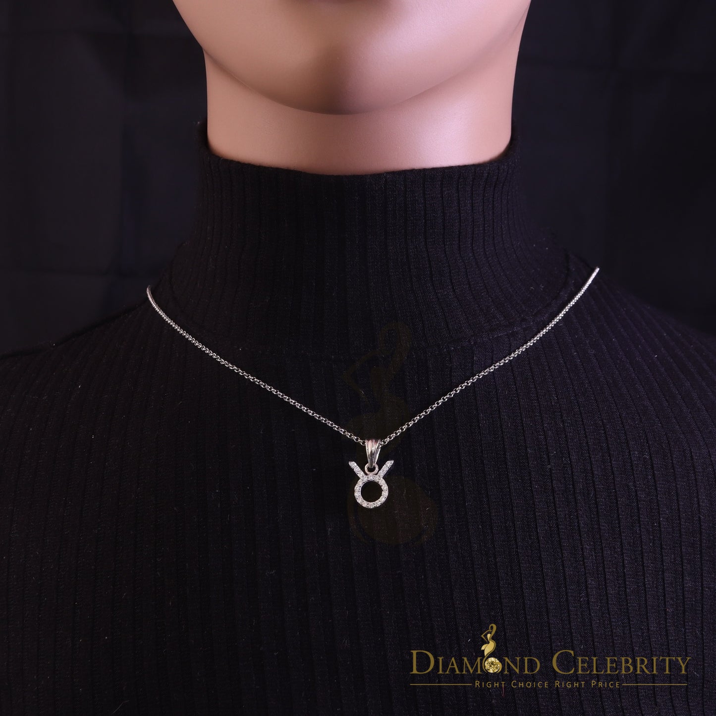 DiamondCelebritees 0.65ct Cubic Zirconia Silver White TAURUS MAY Month Pendant for Men's & Women's