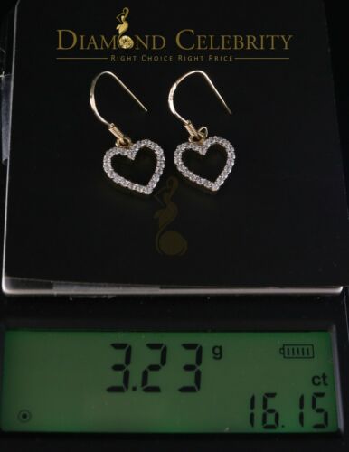 DiamondCelebritees 925 Yellow Silver 0.88ct Cubic Zirconia For Women's Dangling Heart Stud Earrings