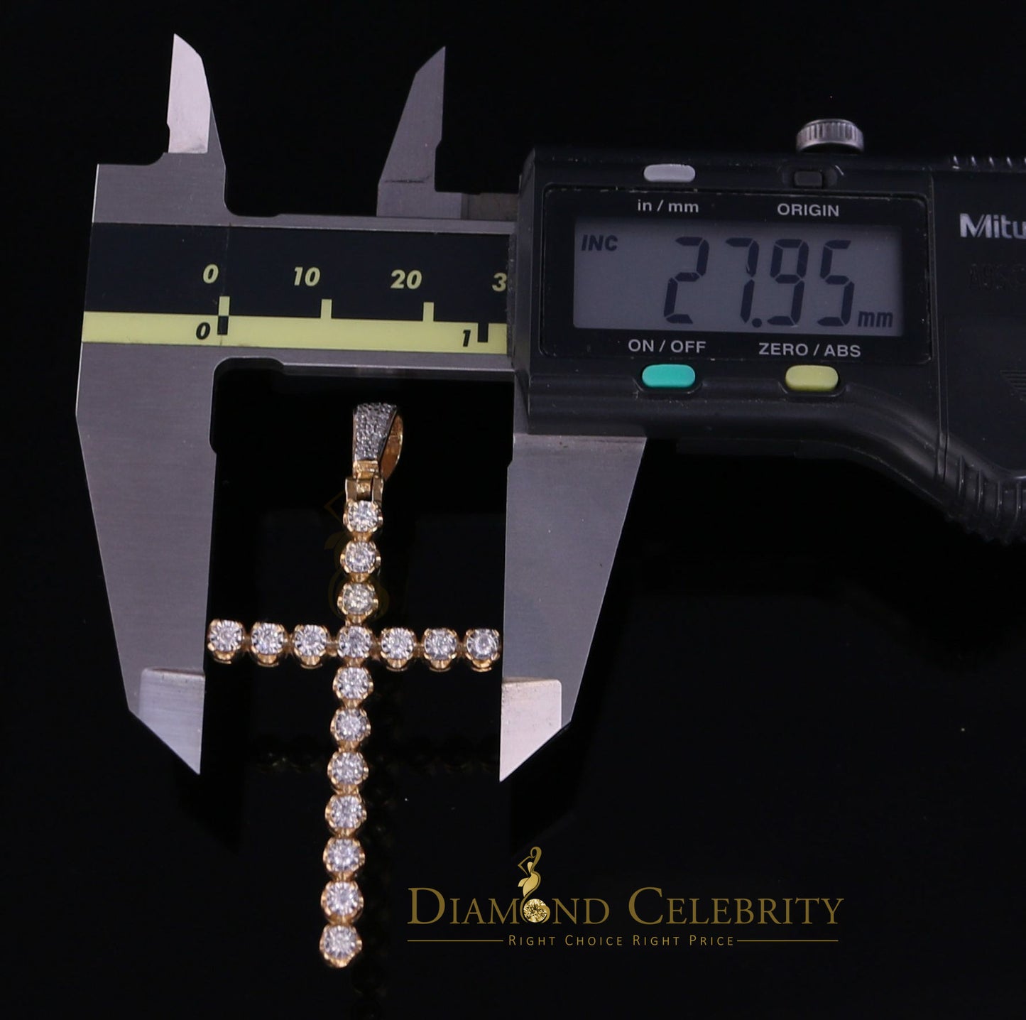 DiamondCelebritees Real 1.0ct Diamond Sterling Silver CROSS Charm Fashion Necklace Yellow Pendant
