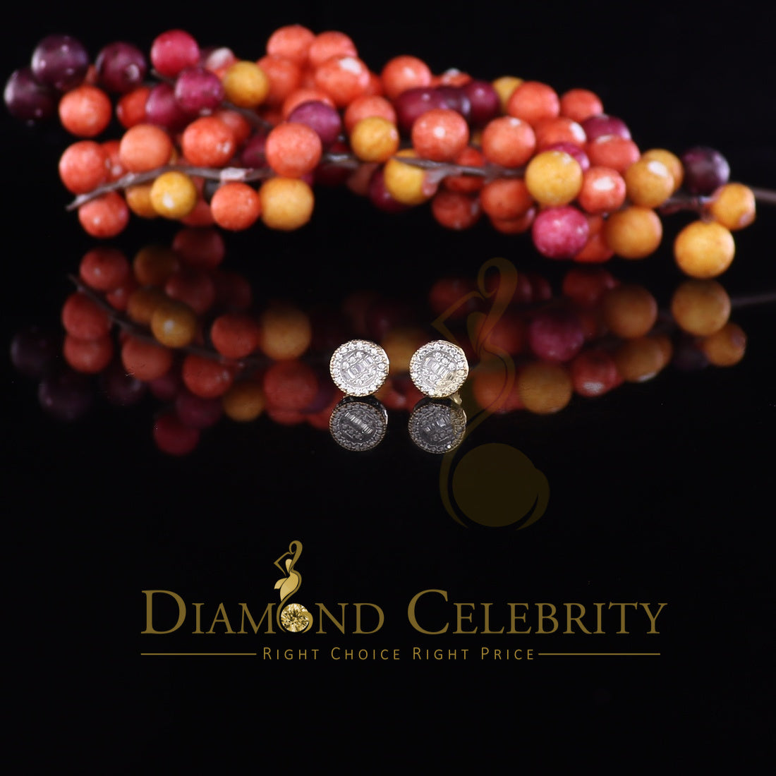 DiamondCelebritees 1.00ct VVS 'D' Moissanite Men's/Womens Sterling Silver Yellow Round Stud Earring