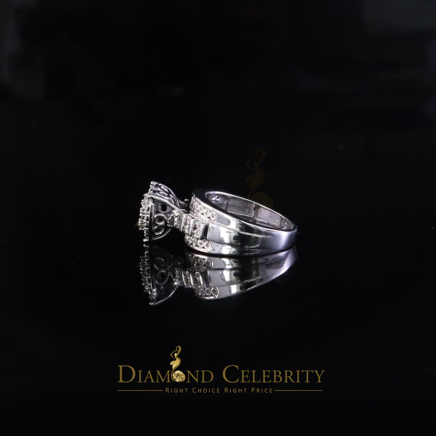 DiamondCelebritees New Cindarella Heart Ring SZ7 Real Diamond 0.25ct White 925 Silver for Women