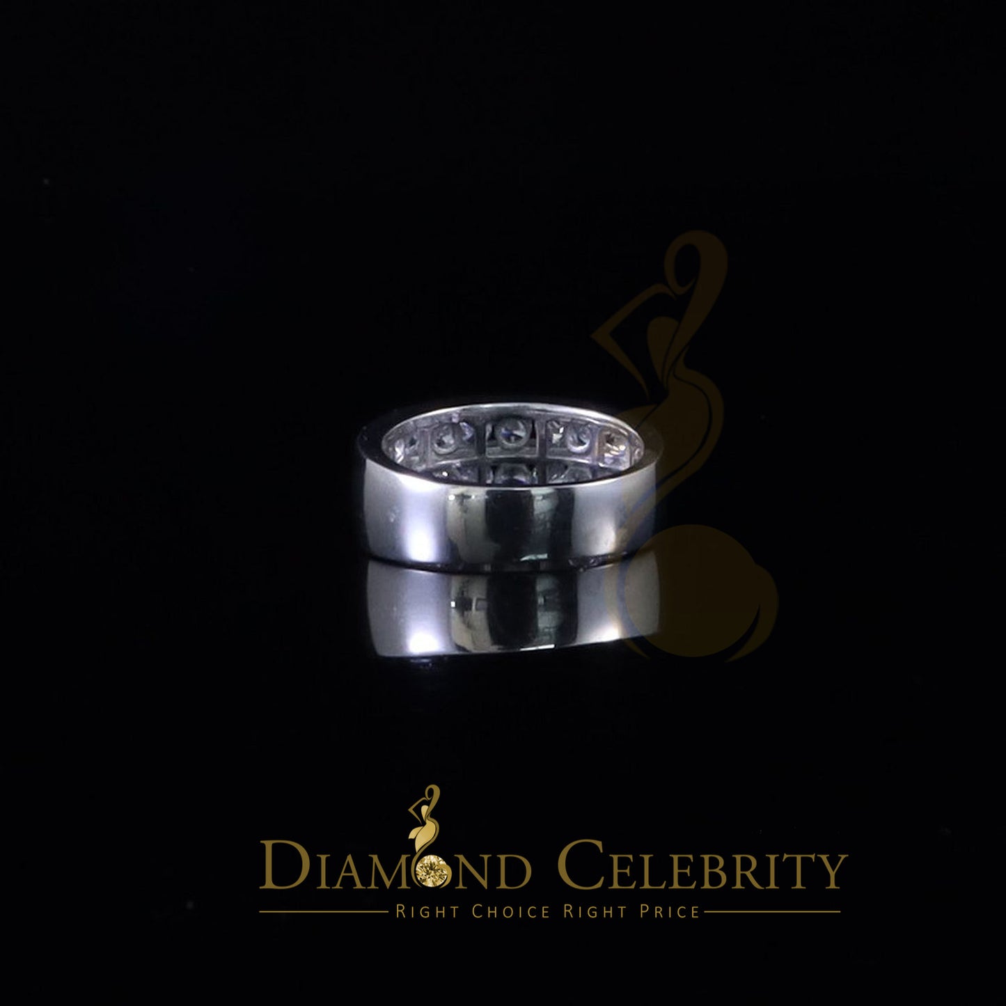 DiamondCelebritees Sterling White Silver Round 3.42ct Cubic Zirconia Round Men's Ring Size 10
