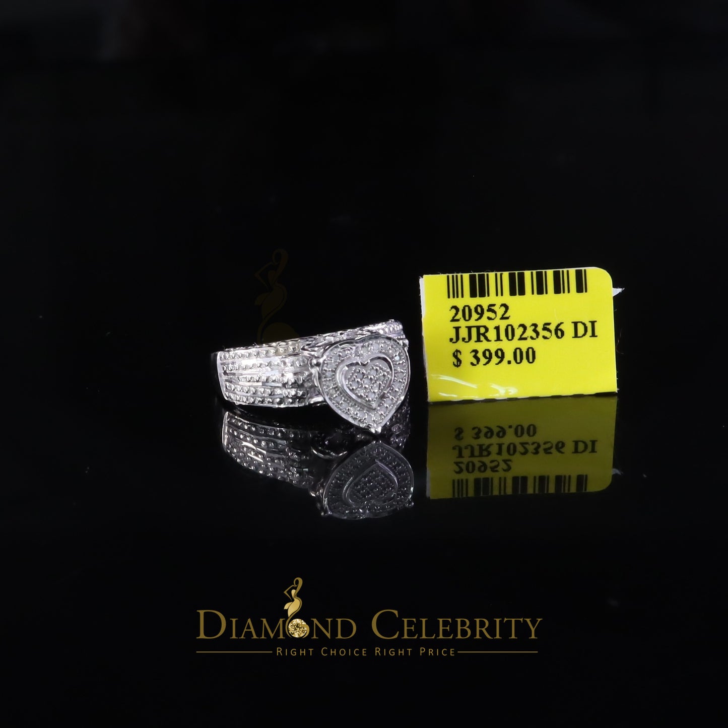 DiamondCelebritees Real Diamond 0.10ct White 925 Sterling Silver Womens Engagement Heart Ring SZ 7