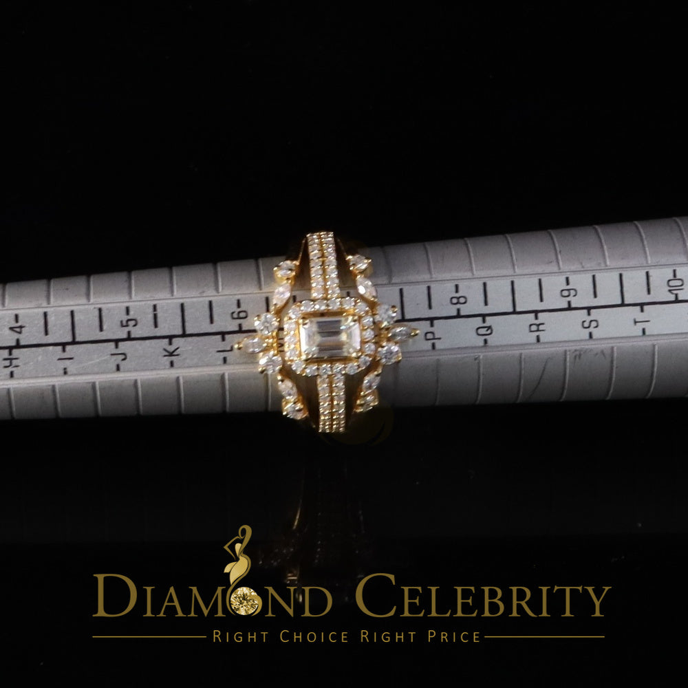 DiamondCelebritees Solitaire Enhancer Guard Wrap Ring Insert 2CT Moissanite 925 Silver Yellow SZ 7