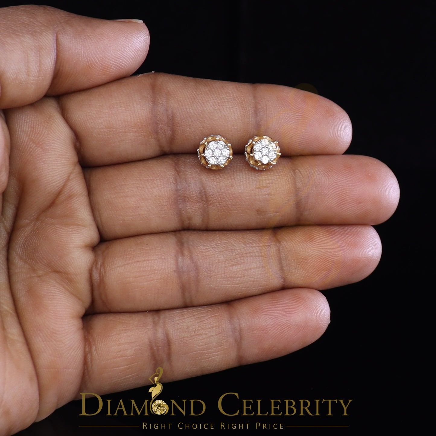 DiamondCelebritees Yellow 925 Silver Sterling 0.36ct Cubic Zirconia Hip Hop Floral Women's Earrings
