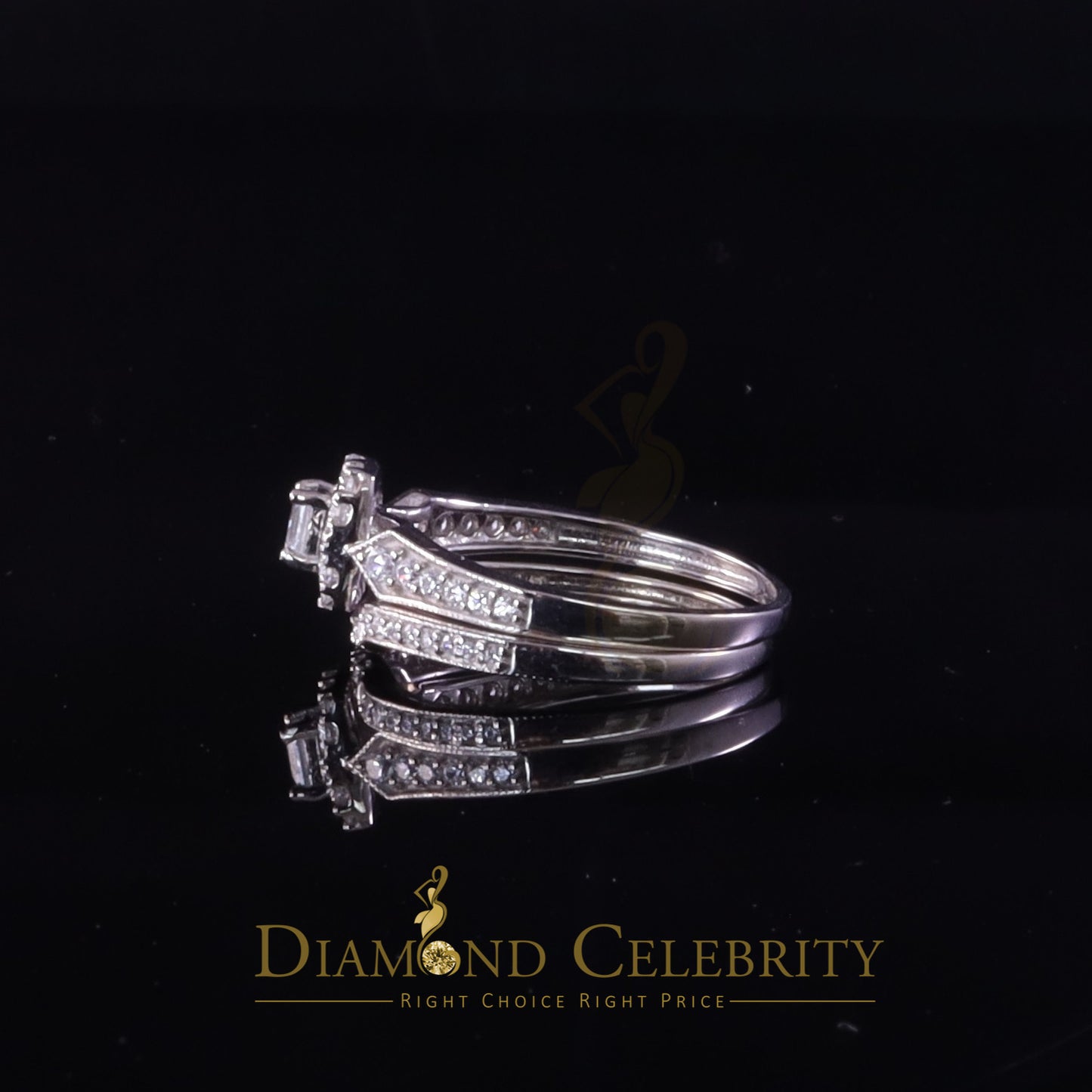 DiamondCelebritees 1.03ct Cubic Zirconia Sterling White Silver Square Bridal Womens style Ring Sz 7
