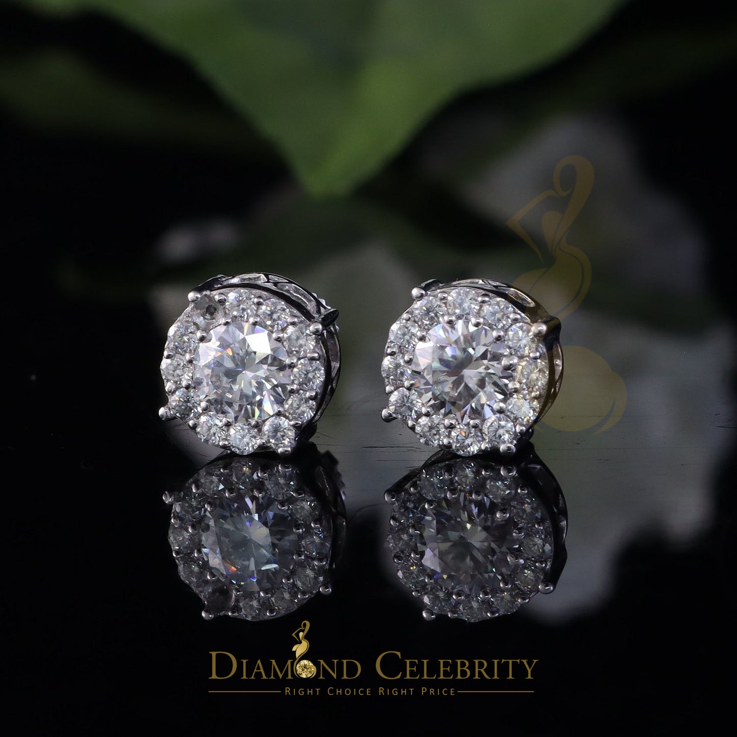Diamondcelebritees New Women's/Men's 925 Silver White 0.75ct VVS 'D' Moissanite Round Stud Earrings