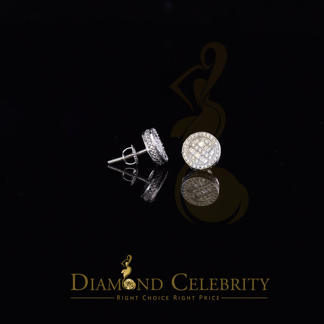 Diamondcelebritees 0.50ct VVS 'D' Moissanite Men's/Womens 925 White Silver Round Stud Earrings