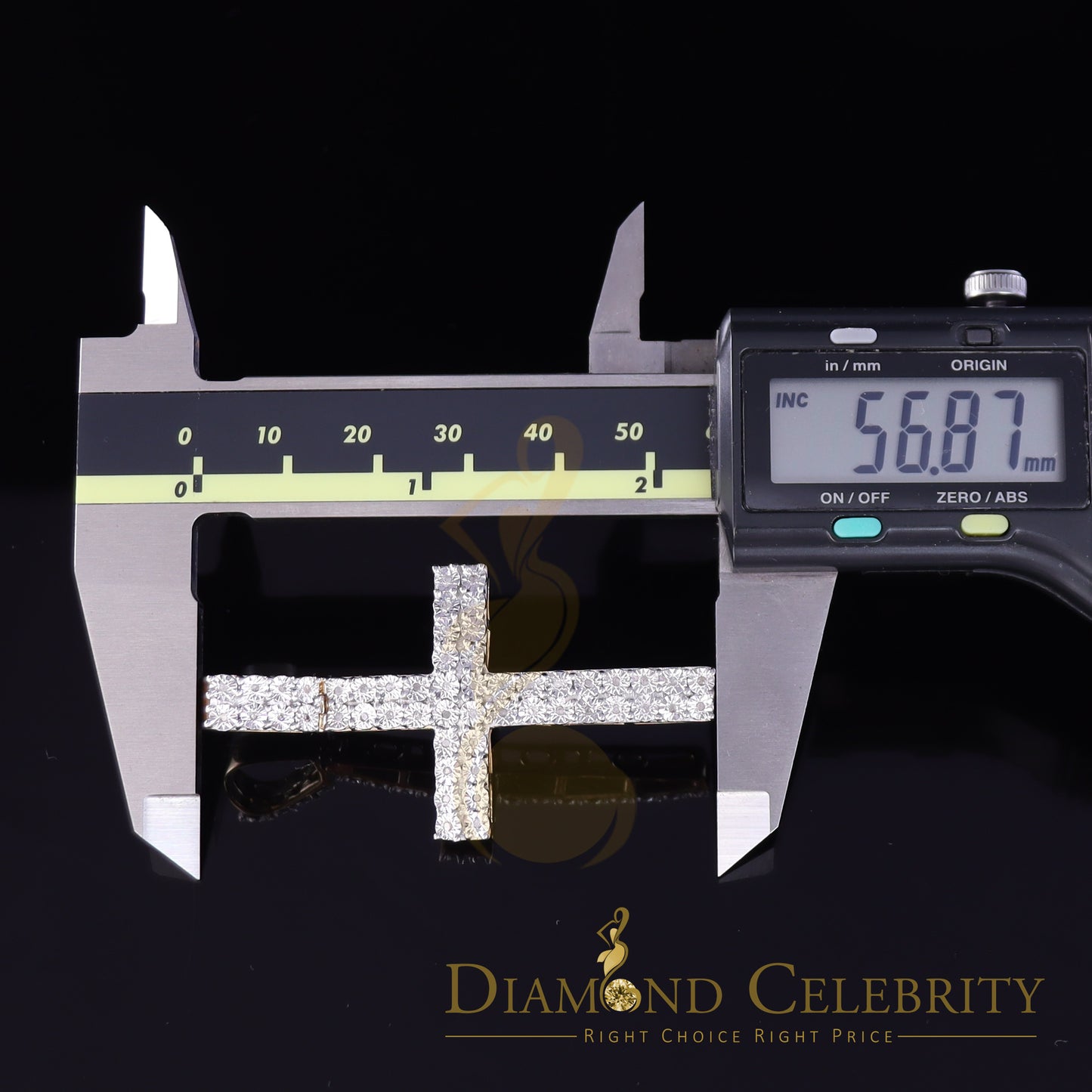 DiamondCelebritees Real 0.33ct Diamond Sterling Silver Yellow CROSS Charm Fashion Necklace Pendant