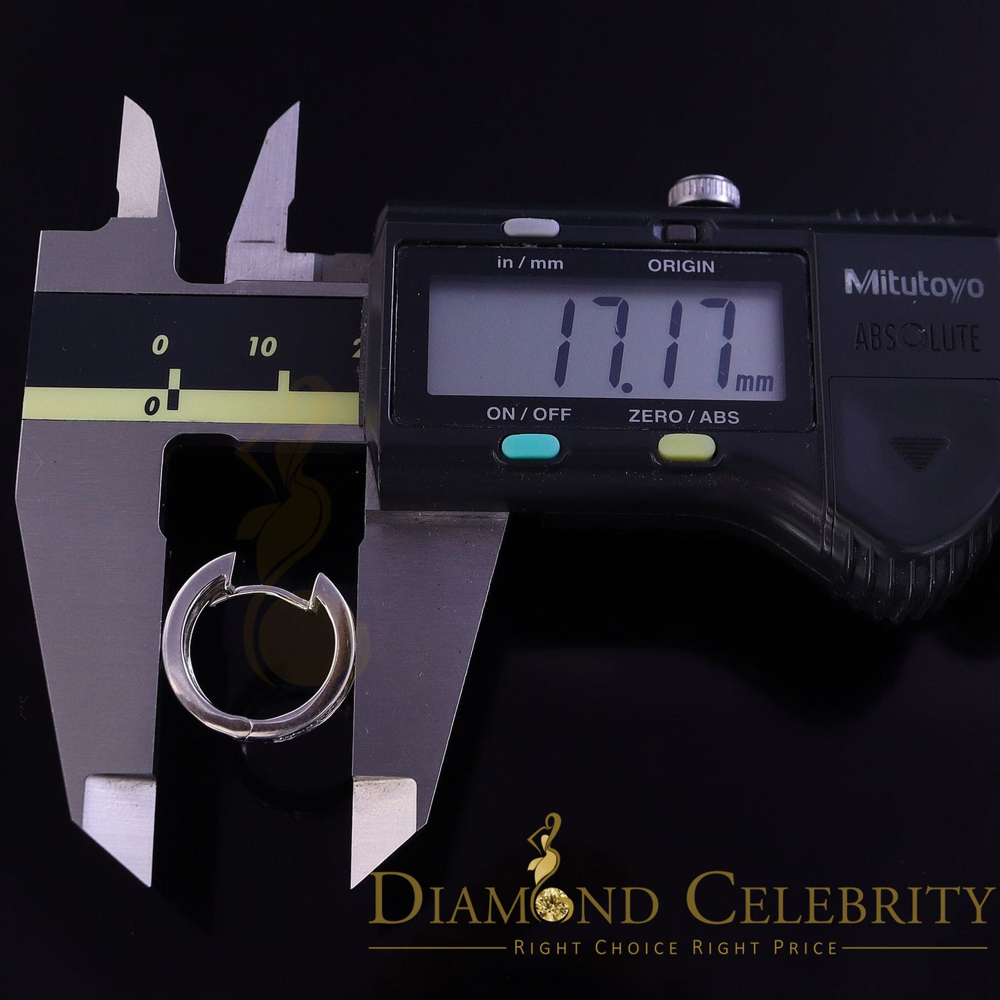 DiamondCelebritees Men's hip hop White 925 Sterling Silver Cubic Zirconia 1 row Huggie Hoop Earring