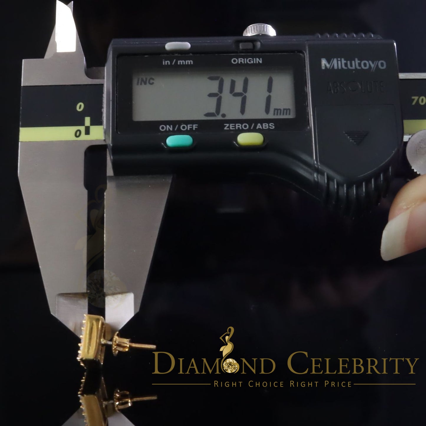 DiamondCelebritees 925 Yellow Silver 0.80ct VVS 'D' Moissanite Square Stud Earring Men's/Womens