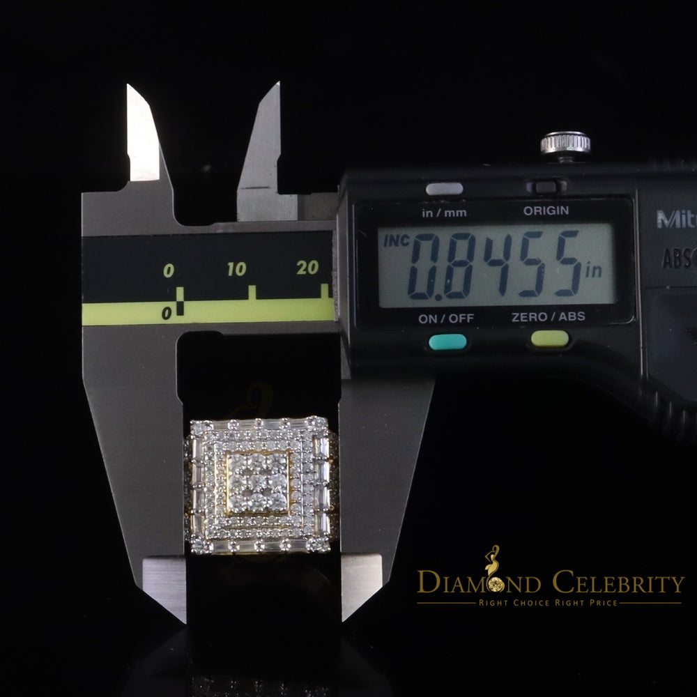DiamondCelebritees Yellow 925 Silver 5.00ct VVS 'D' Moissanite Stone Rectangle Rings Size 10 Men's