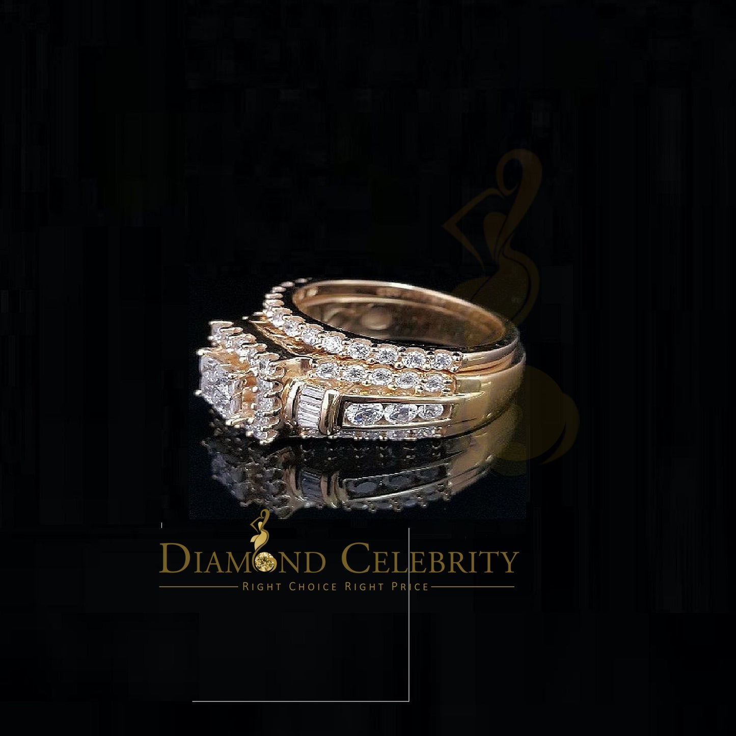 DiamondCelebritees 925 Sterling Silver Yellow 5.00ct Cubic Zirconia Bridal Womens Ring Size 7