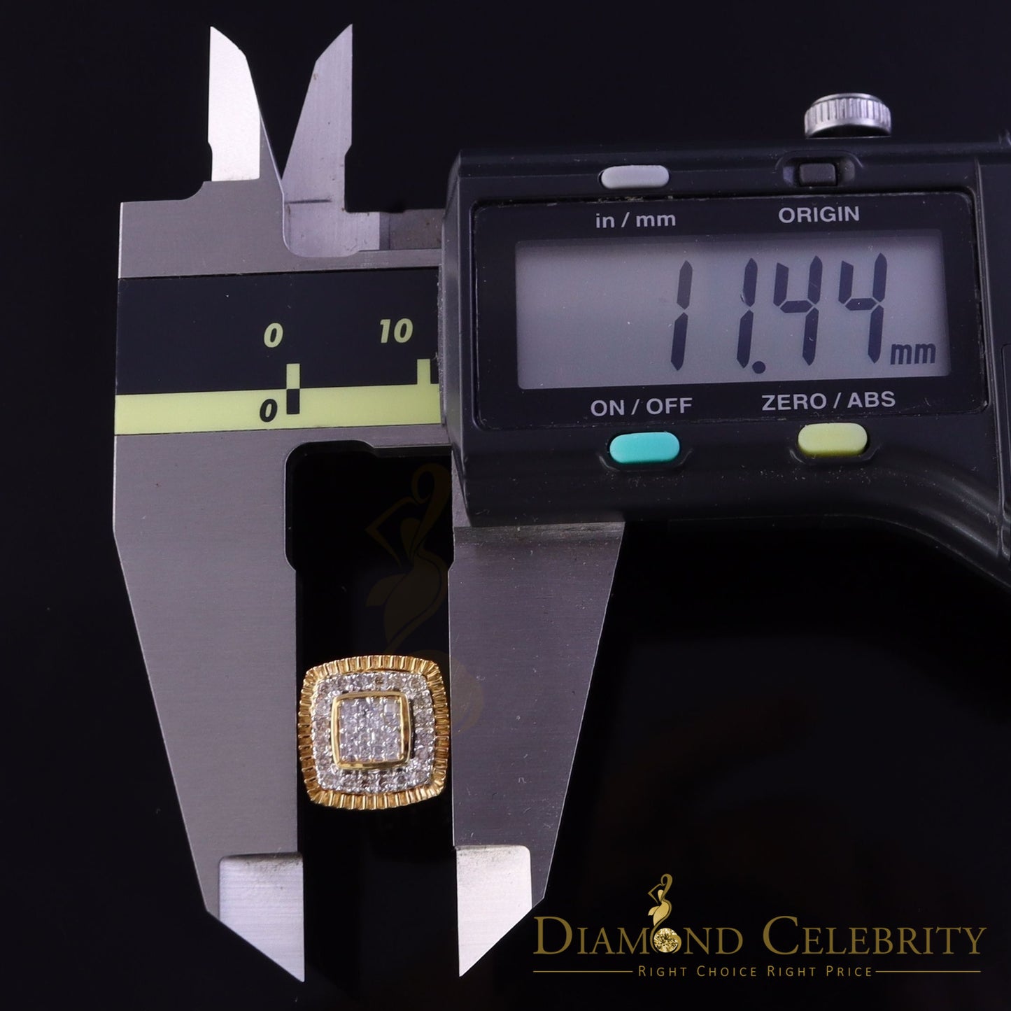 DiamondCelebritees Real 10K Yellow Gold Real Diamond 0.50 CT Men and Ladies Square Stud Earring