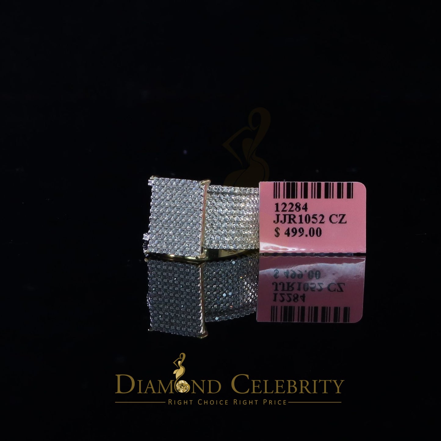 DiamondCelebritees 925 Sterling Yellow Silver Square Cubic Zirconia 3.45ct Womens Ring Size 7