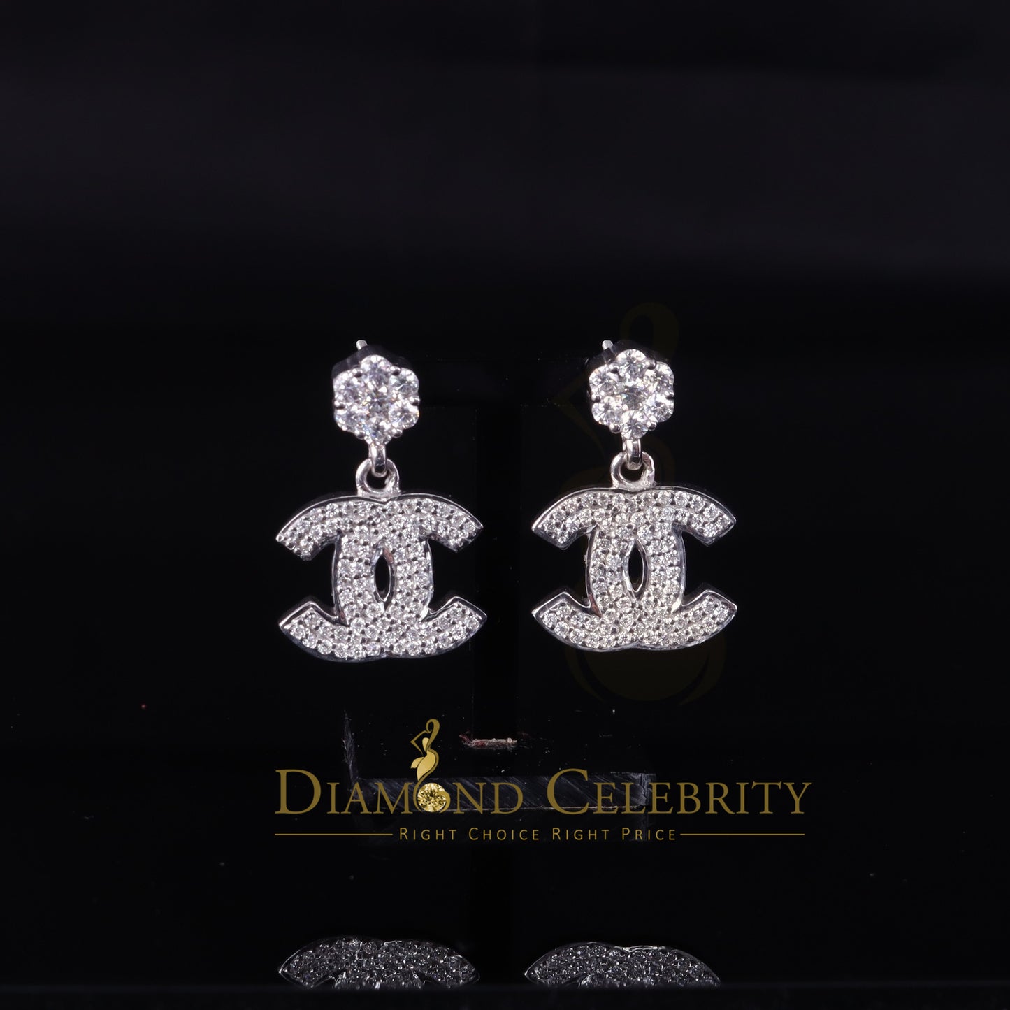 Diamondcelebritees Mens/Womens 925 Silver White 1.00ct VVS 'D' Moissanite Chanel Stud Earrings