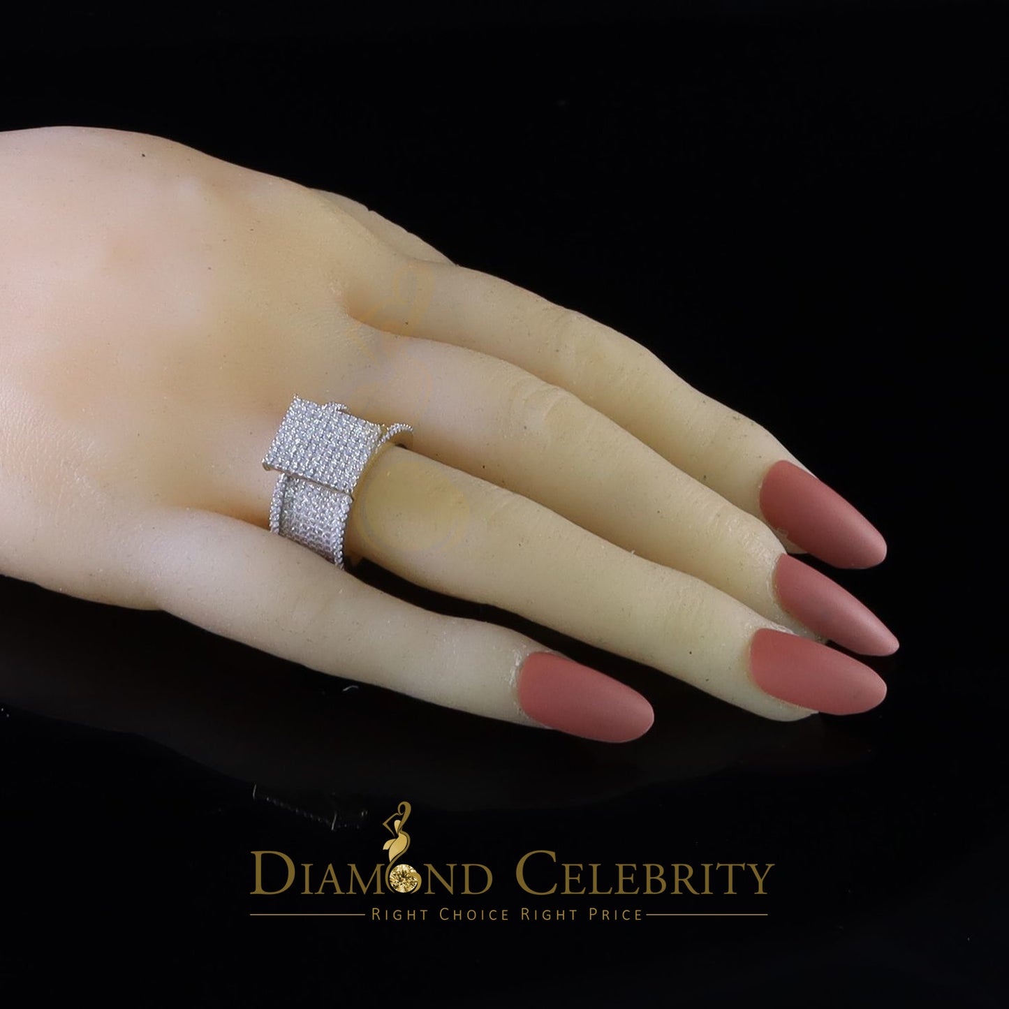 DiamondCelebritees 925 Sterling Yellow Silver Square Cubic Zirconia 3.45ct Womens Ring Size 7