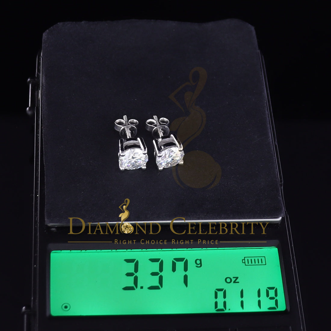 Diamondcelebritees Men's/Women's 925 White silver W/ 3.50ct VVS 'D' Color Moissanite Stud Earrings