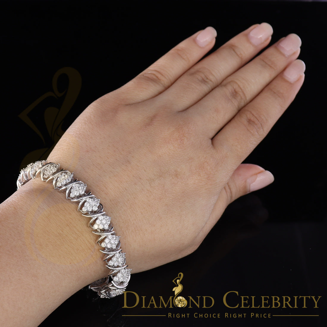 Diamondcelebritees Sterling Silver White Ladies Bracelet 11.0ct Cubic Zirconia Stone -Size 7 Inches