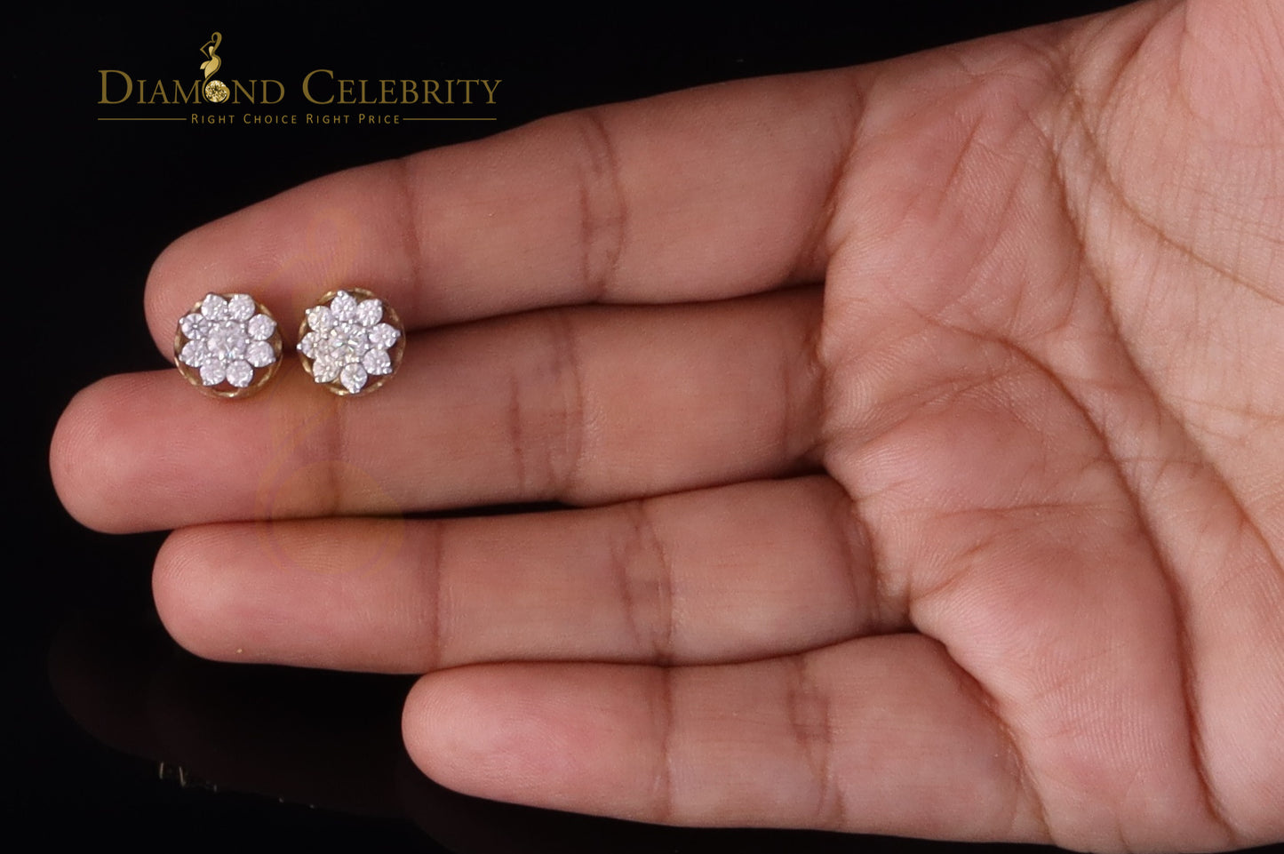 DiamondCelebritees Men's/Womens 925 Silver Yellow 1.00ct VVS 'D' Moissanite Floral Stud Earrings