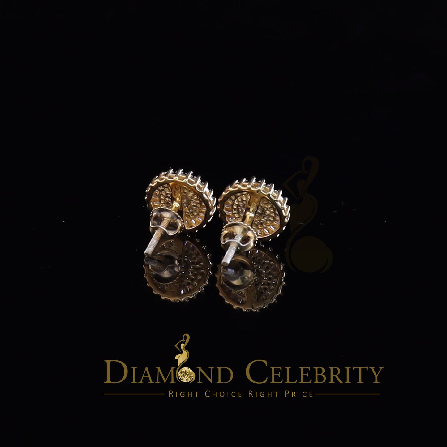 DiamondCelebritees Yellow 925 Sterling Silver 0.24ct Cubic Zirconia For Women's Round Earrings