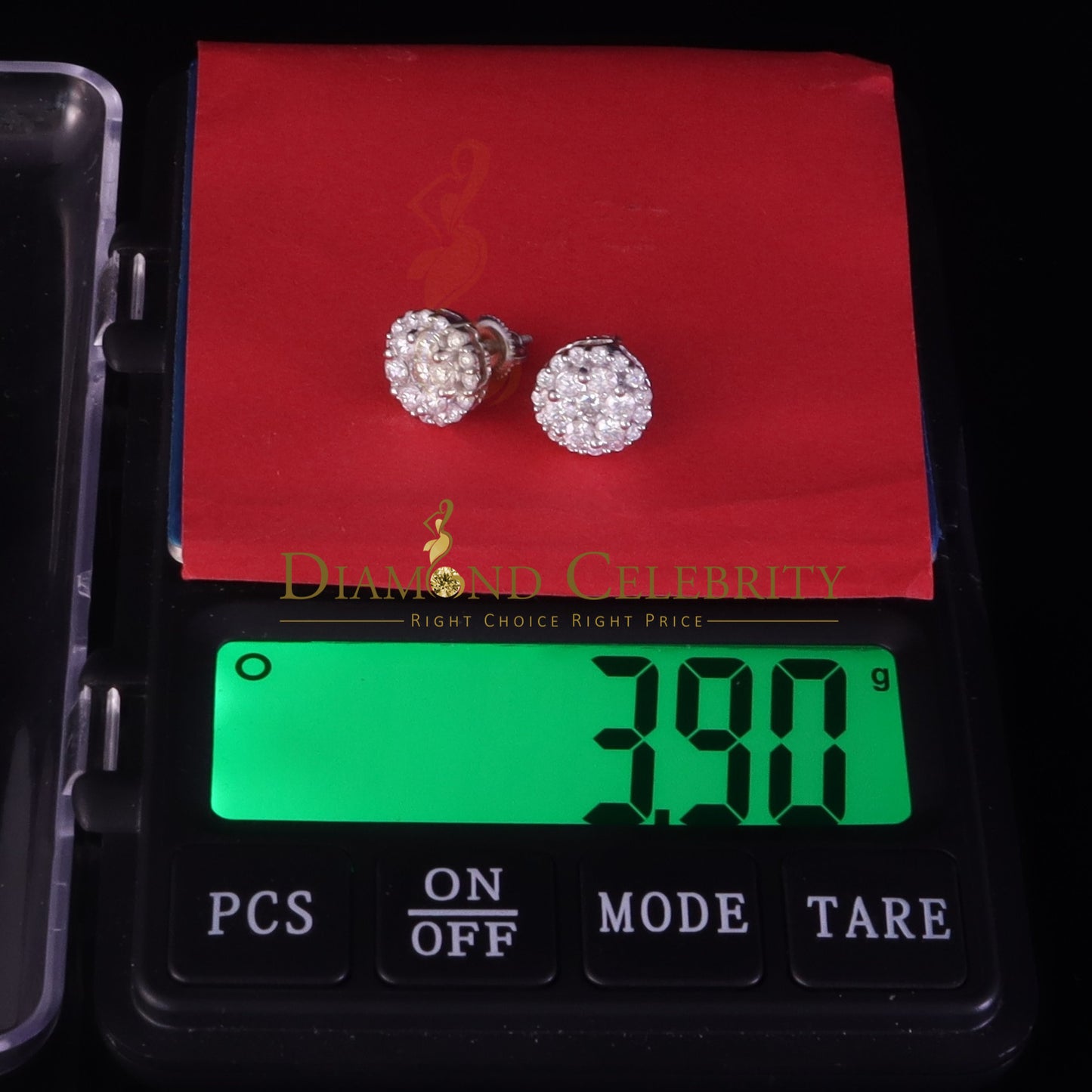 Diamondcelebritees Men's/Womens 925 Silver White 2.00ct VVS 'D' Moissanite Round Stone Earrings
