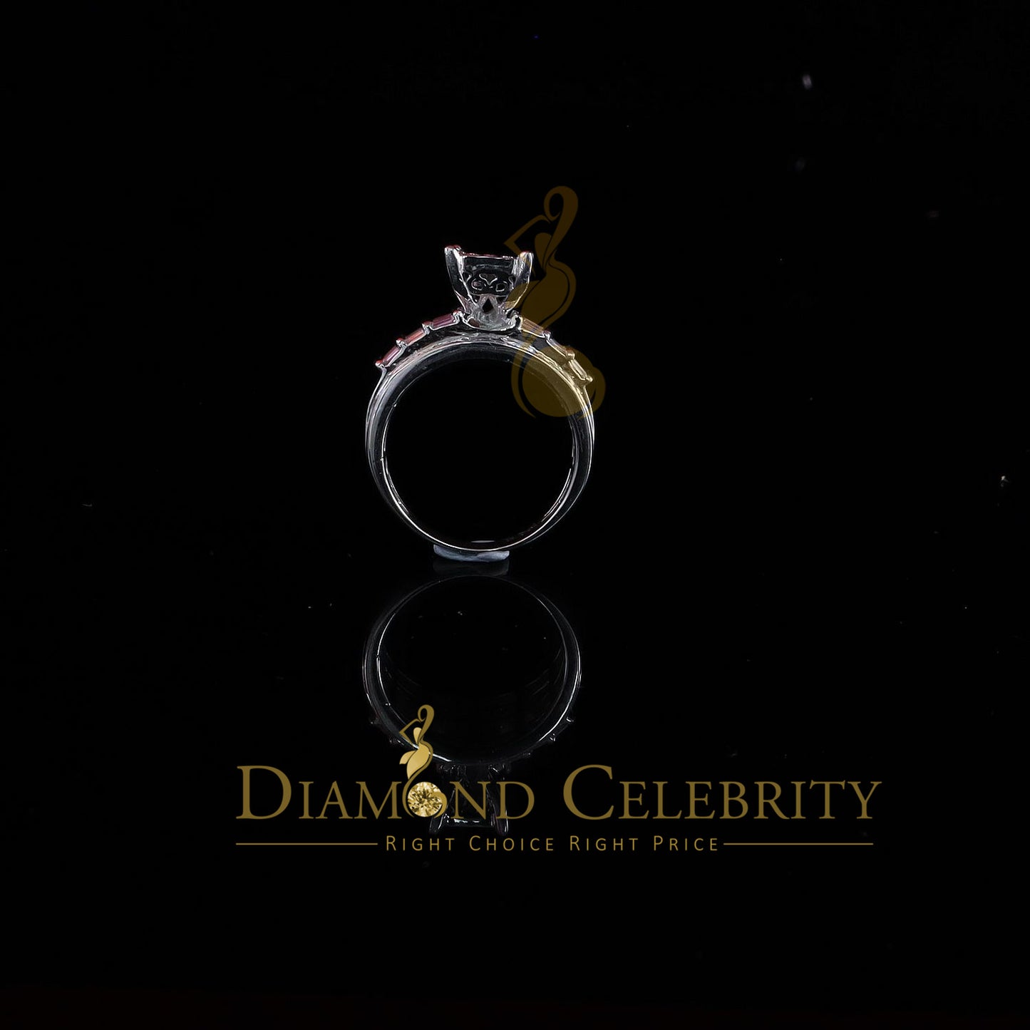 DiamondCelebritees 925 White Silver 1.31ct Cubic Zirconia Cinderella Engagement Womens Rings Size 8