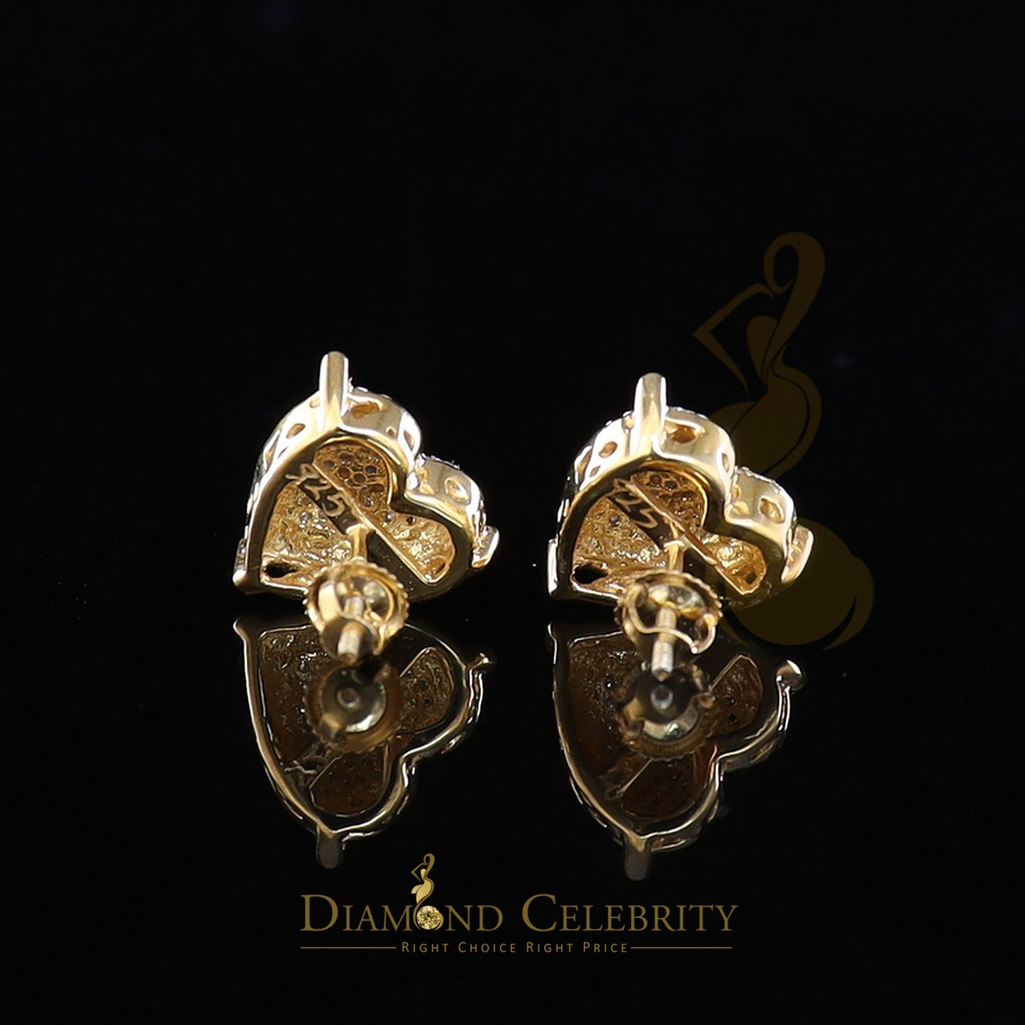 DiamondCelebritees Style Heart 925 Yellow Silver 0.25ct Diamond Women's & Men's Fashion Earrings