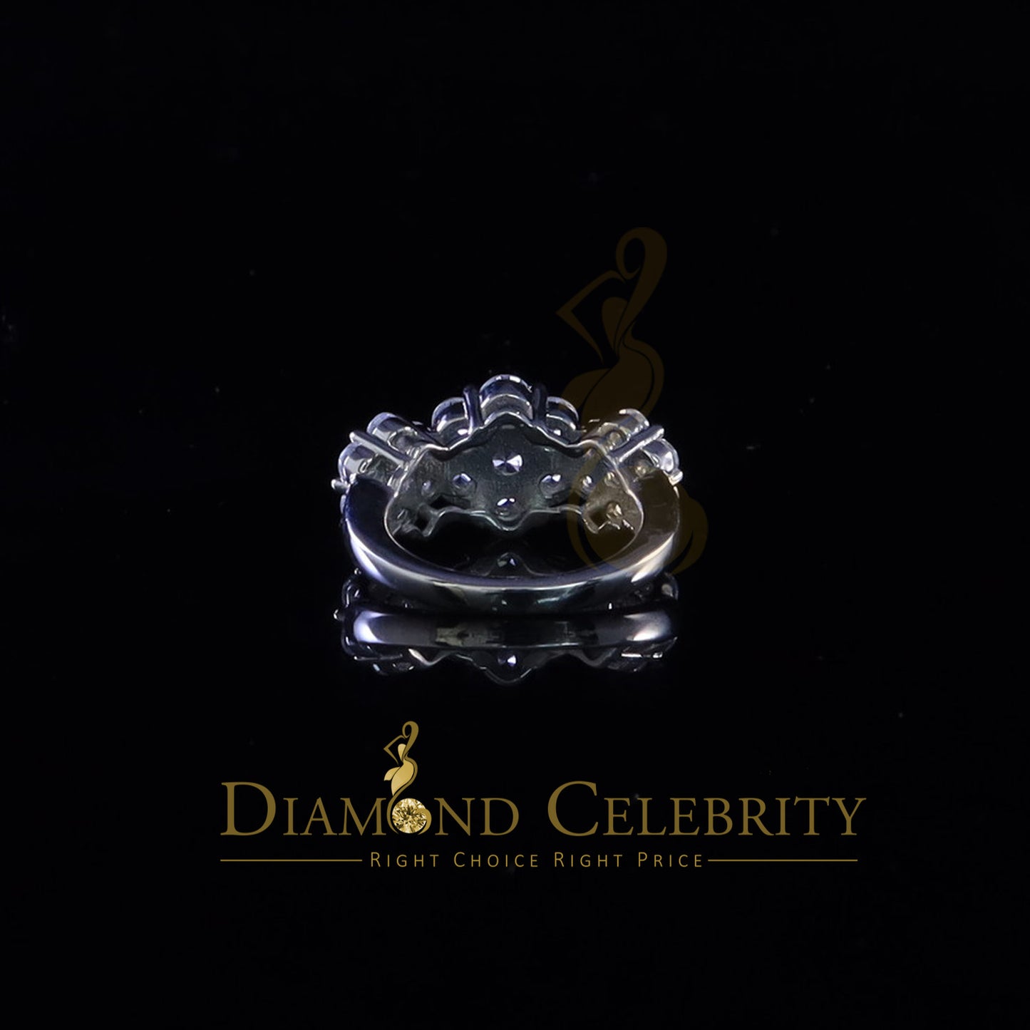 DiamondCelebritees 925 Sterling White Silver Floral-Shaped Cubic Zirconia 2.0ct Womens Ring Size 7