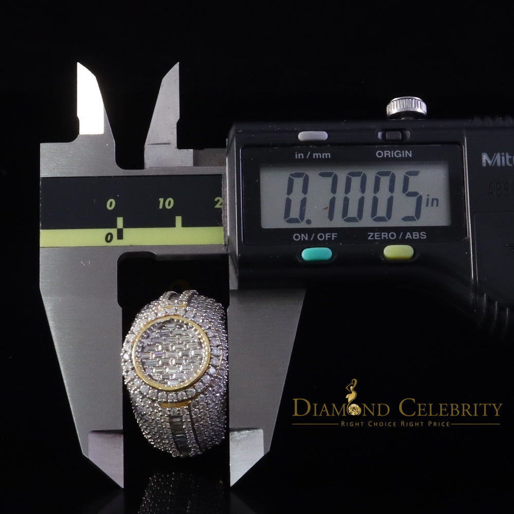 DiamondCelebritees Sterling Yellow Silver 5.50ct Buguette VVS 'D' Moissanite Round Men's Ring SZ 10
