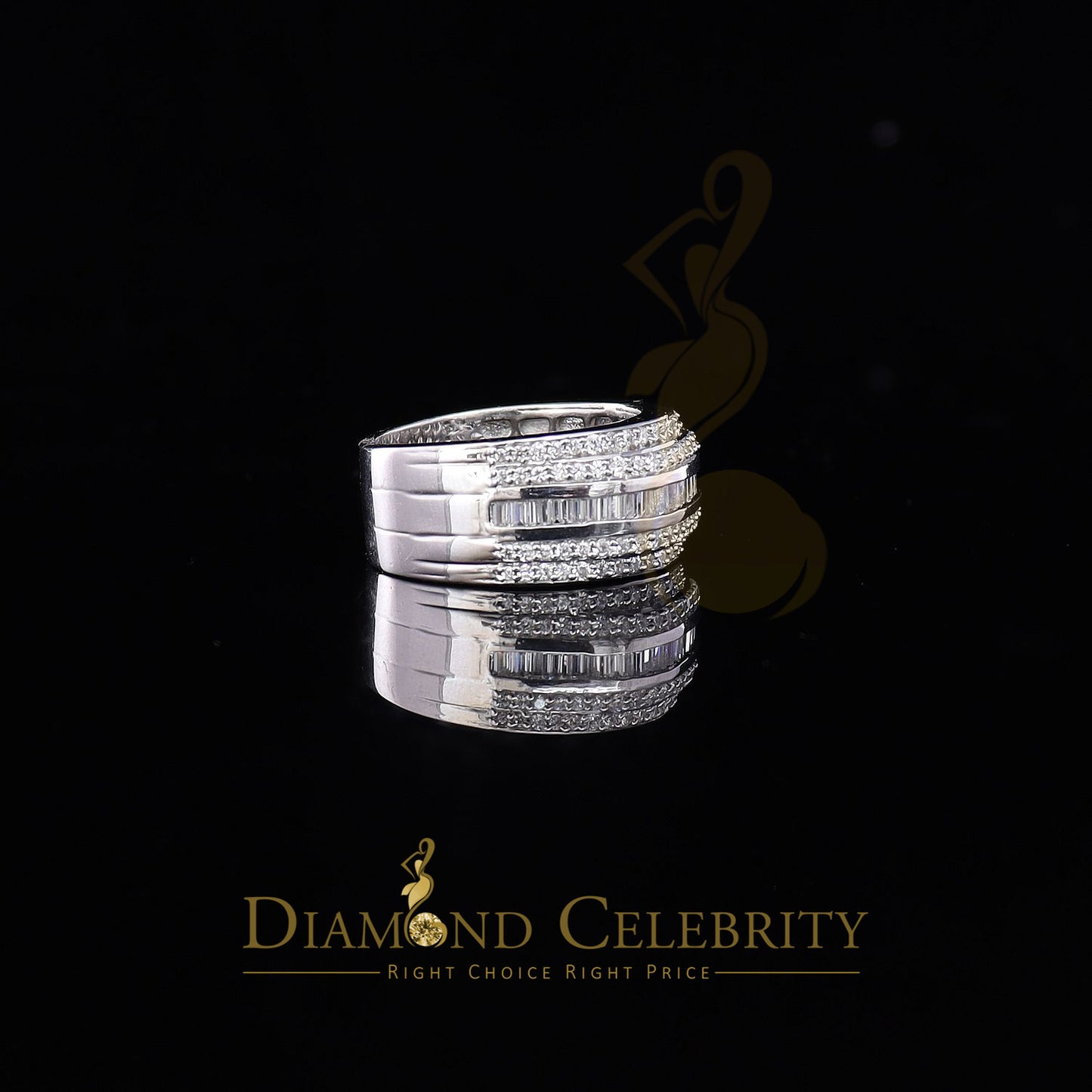 DiamondCelebritees Sterling White Silver 4.50ct Cubic Zirconia Band Fashion Men's Ring Size 9.5