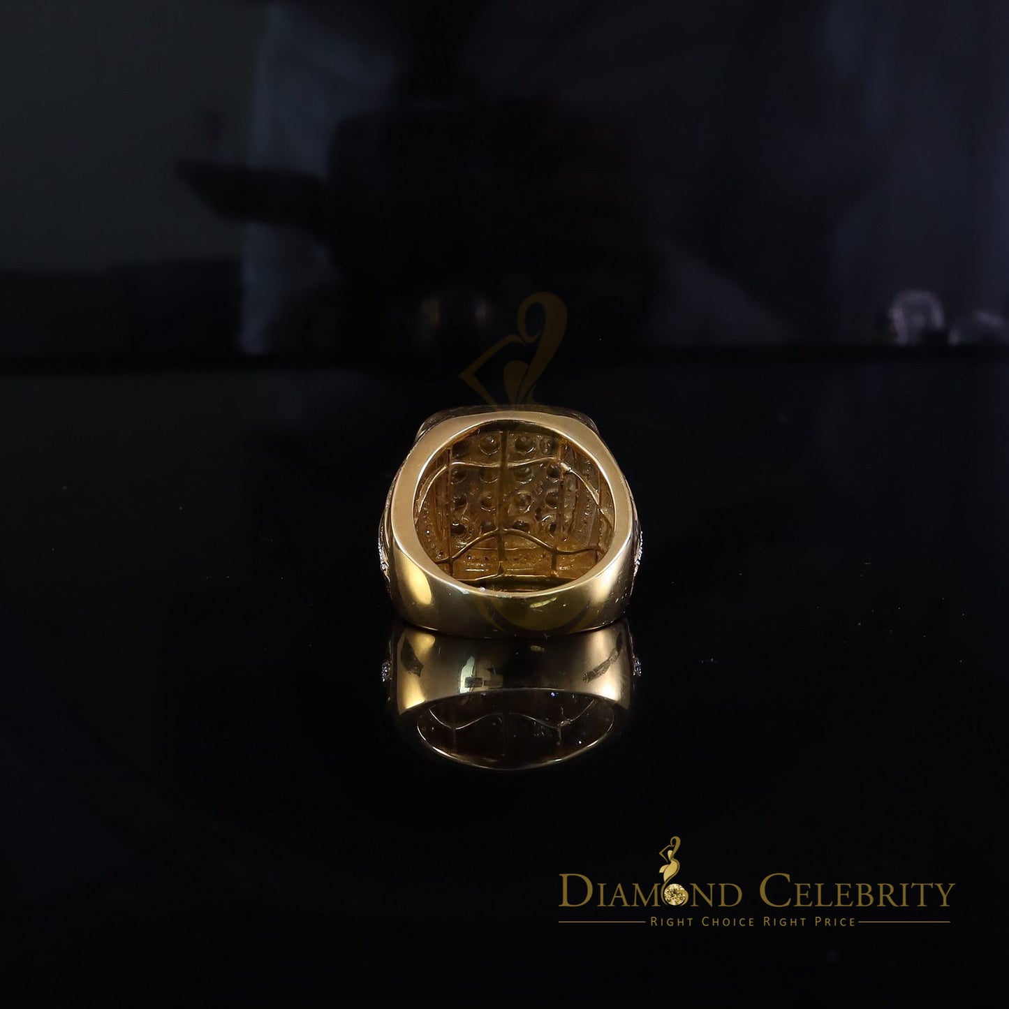 DiamondCelebritees Trendy Big Mirage set Real Diamond 0.50ct Yellow Silver Square Mens Ring Size 10