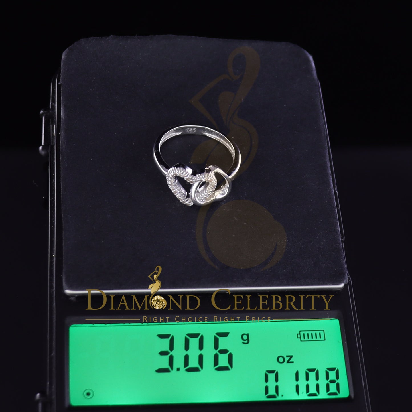 DiamondCelebritees Real Diamond 0.10 CT Womens 925 White Sterling Silver Love Heart Ring Size 7