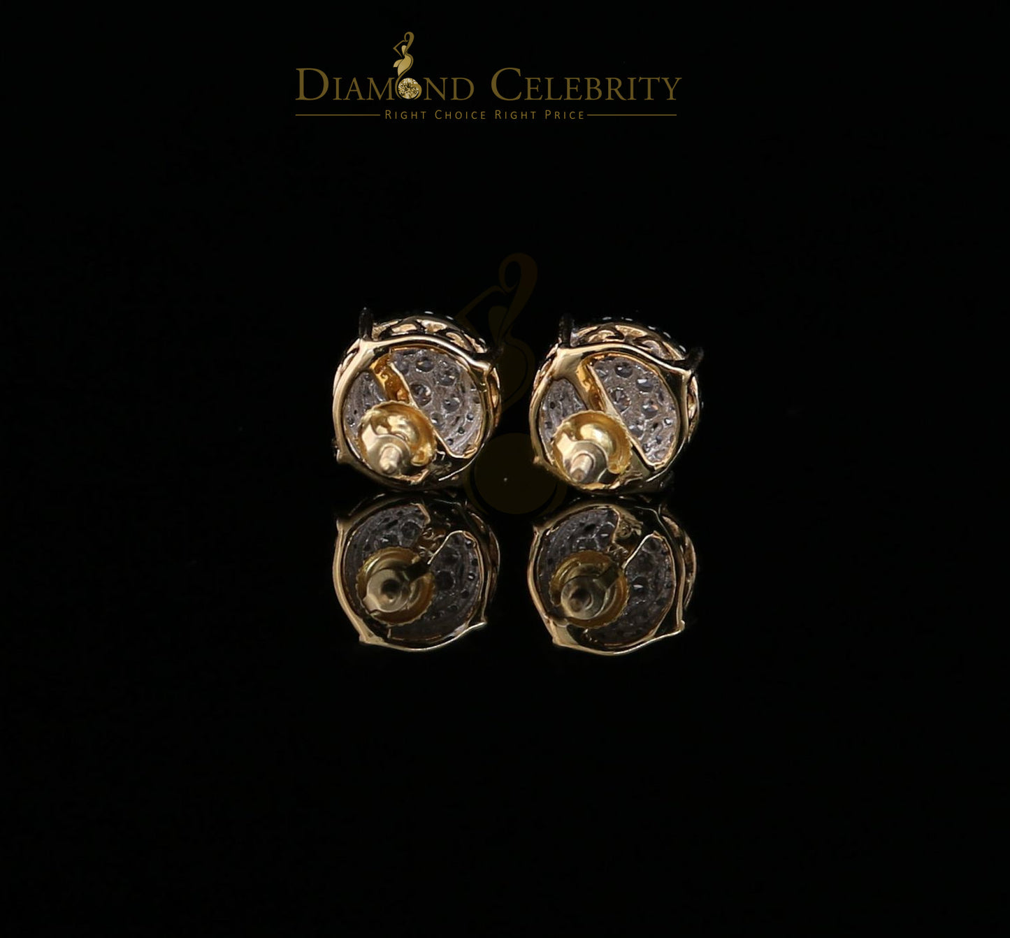 DiamondCelebritees 10K Real Yellow Gold with 0.80CT Real Diamond Men's/Women's Stud Earrings
