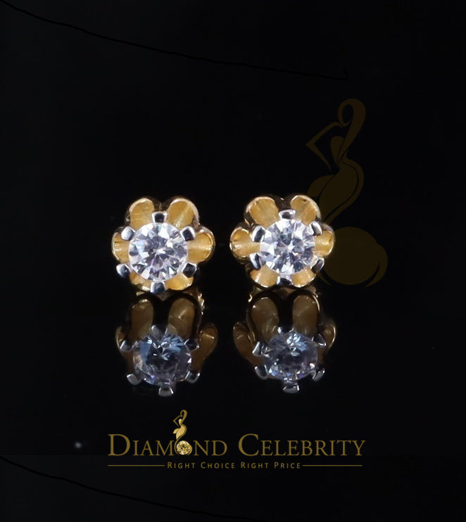 DiamondCelebritees 0.33ct VVS 'D' Moissanite Men's/Womens 925 Silver Yellow Buttercup Stud Earrings